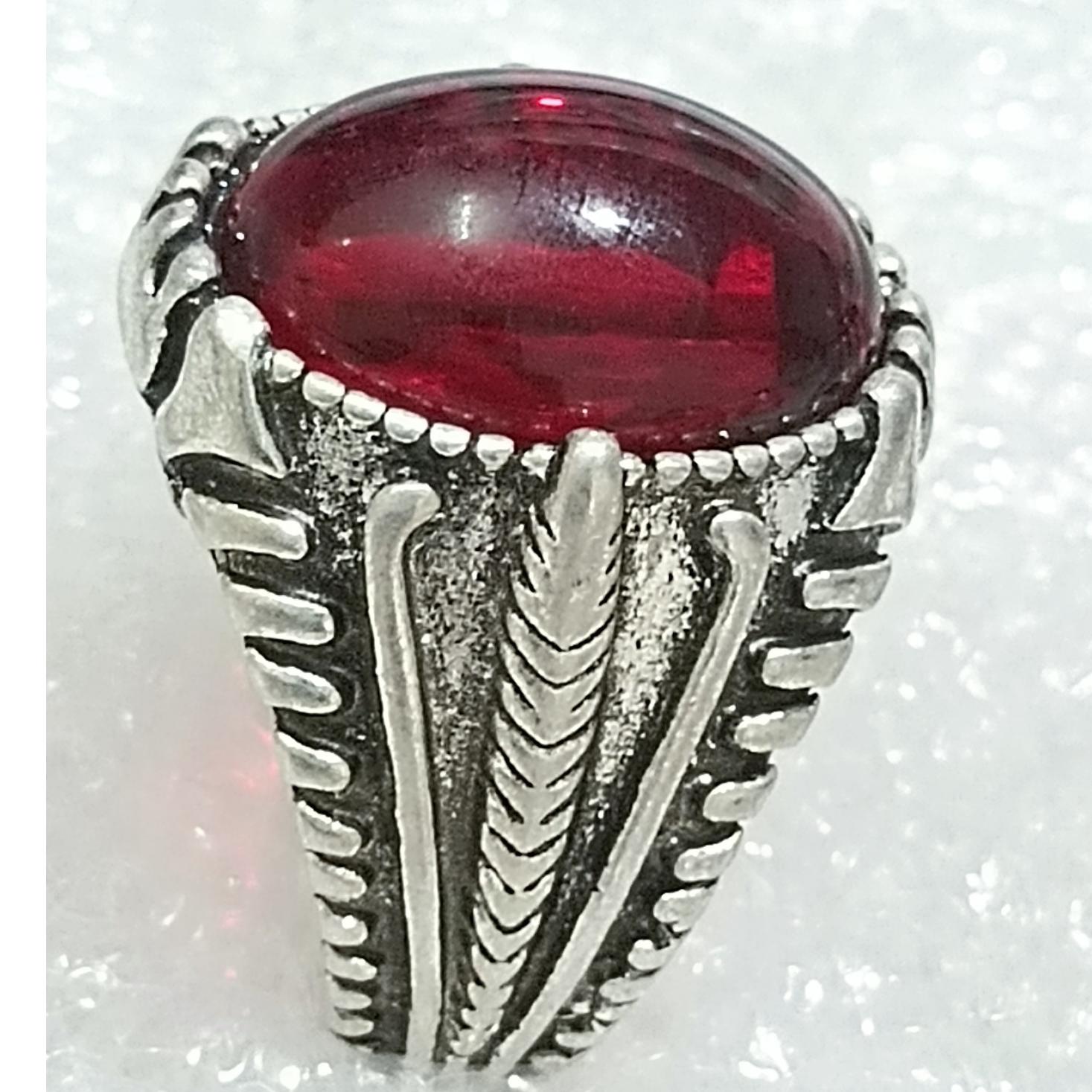 حراج انگشتر وارداتی یاقوت سرخ رنگ مصنوعی