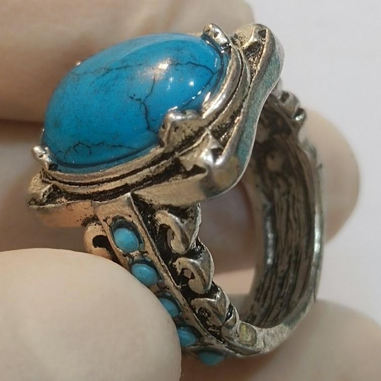 انگشتر وارداتی انتیک فیروزه مصنوعی