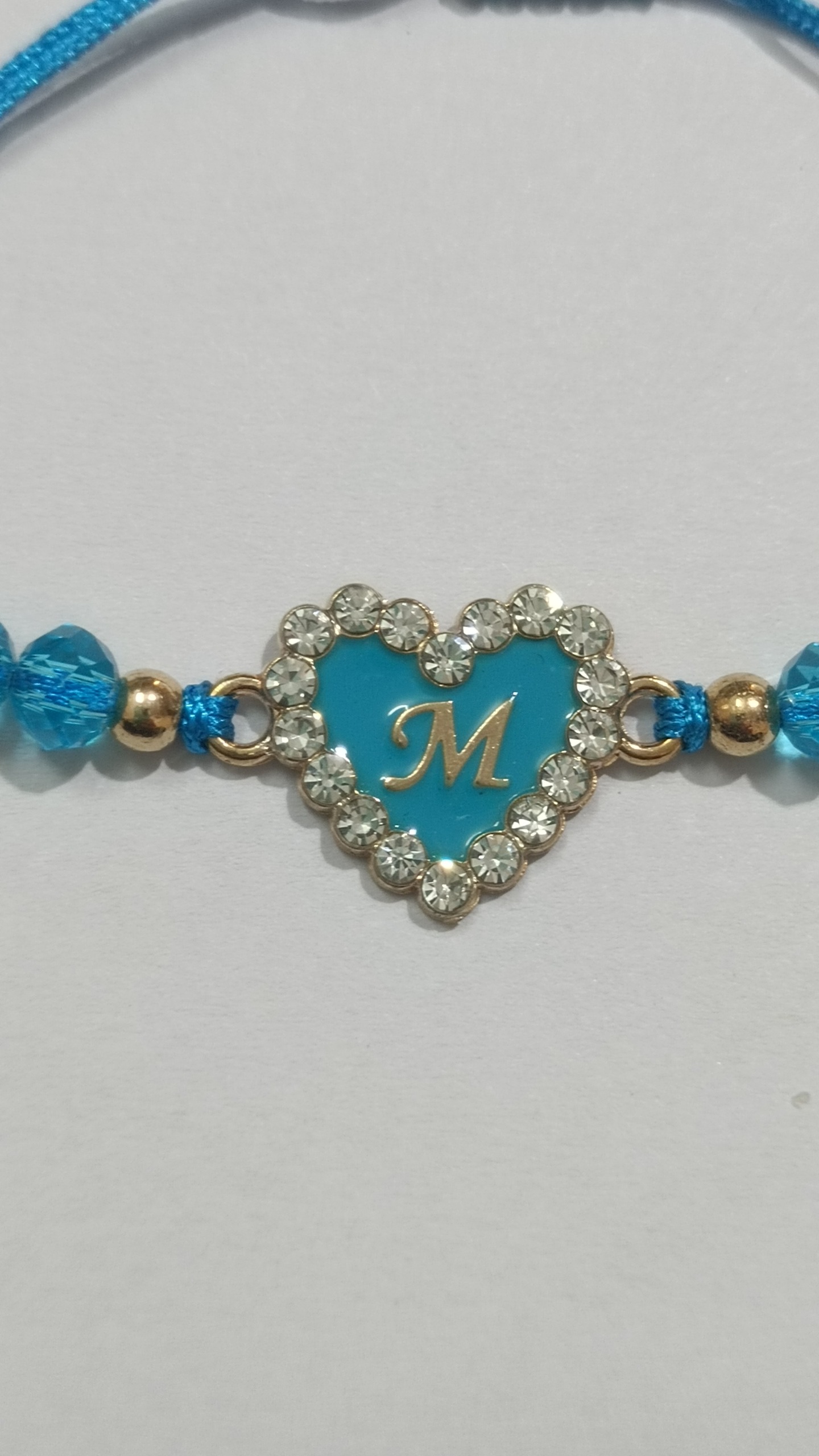 دستبند M قلبی نگین دار وارداتی