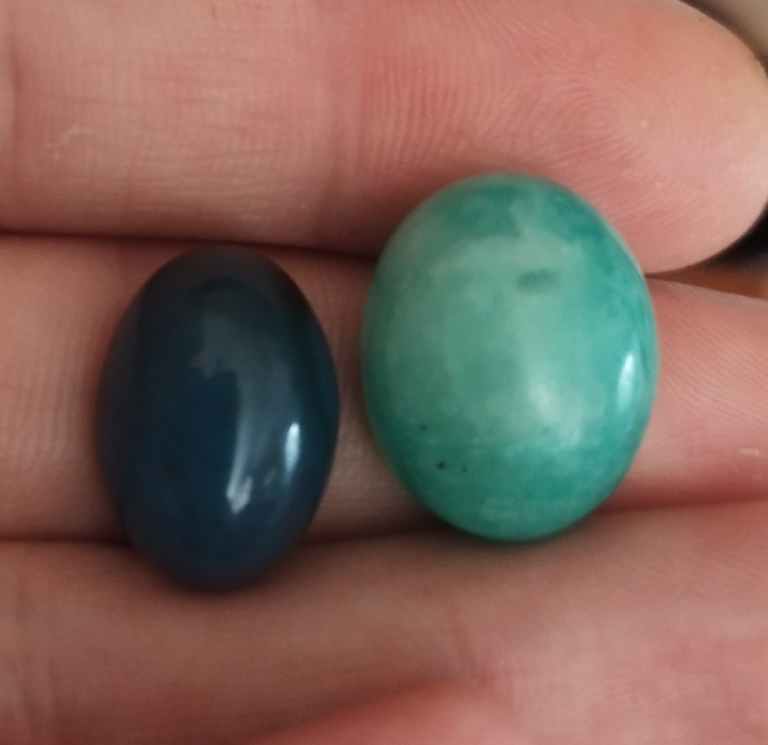 نگین معدنی قیمتی آمازونیت 5گرم عقیق آبی 3گرم