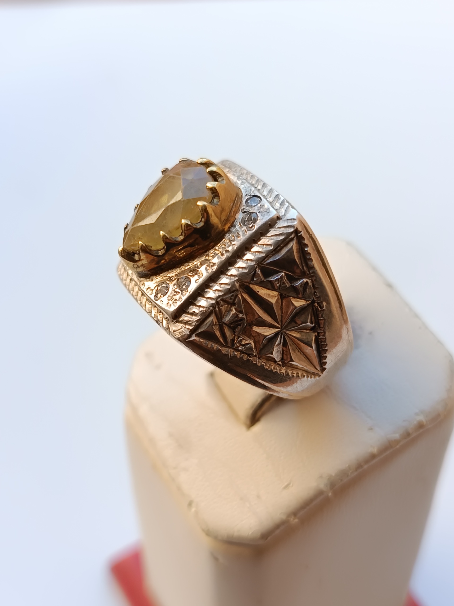 انگشتر نقره یاقوت زرد آفریقا