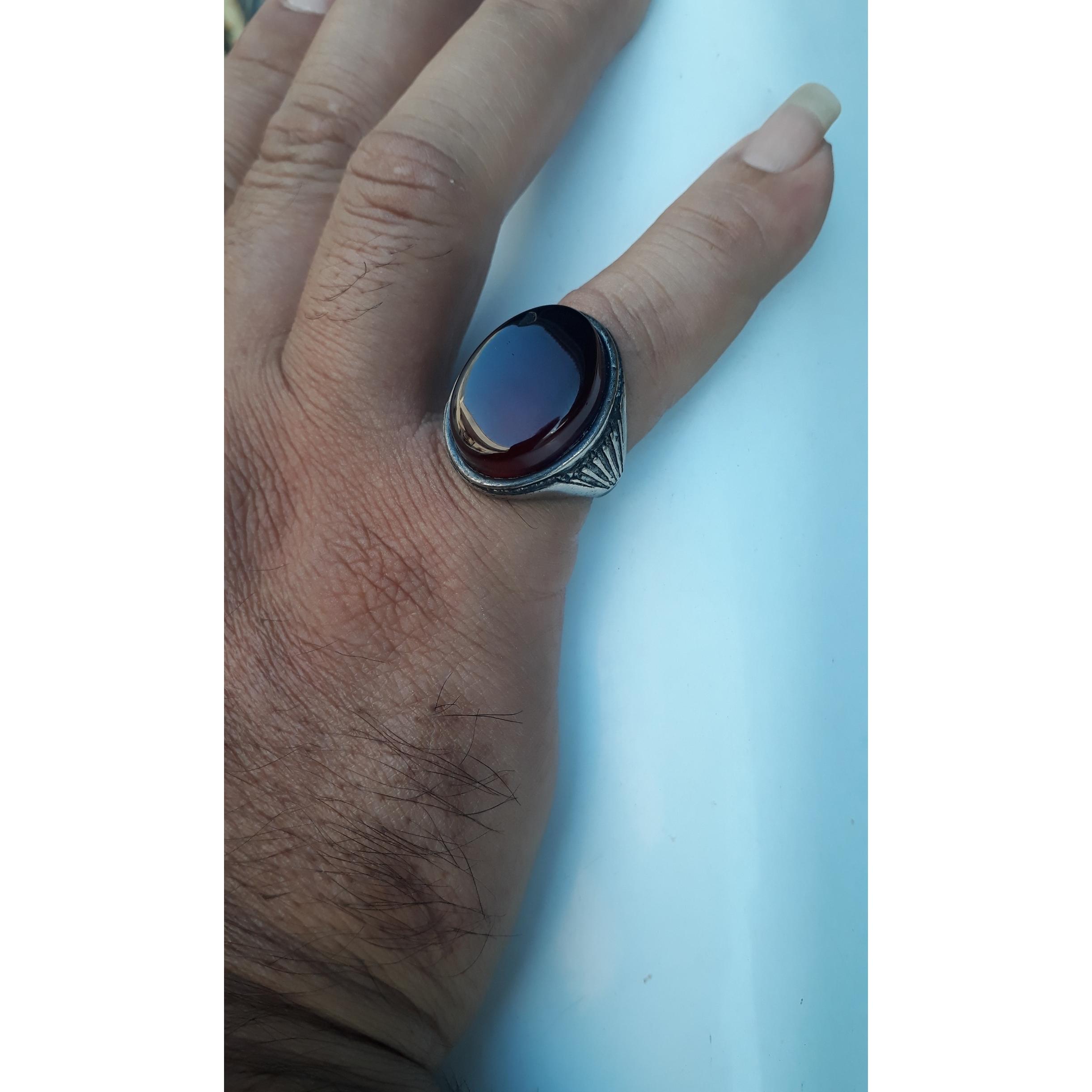 انگشترعقیق زیباقهوه ای کبدی