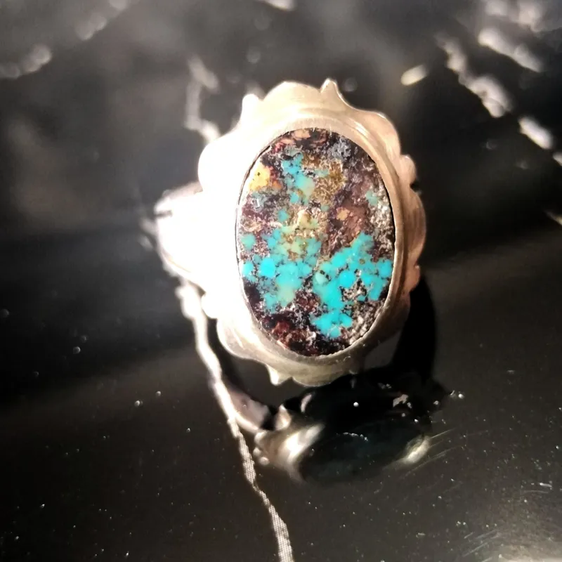 حراجی بدون اجرت انگشتر نقره 925 فیروزه نیشابوری