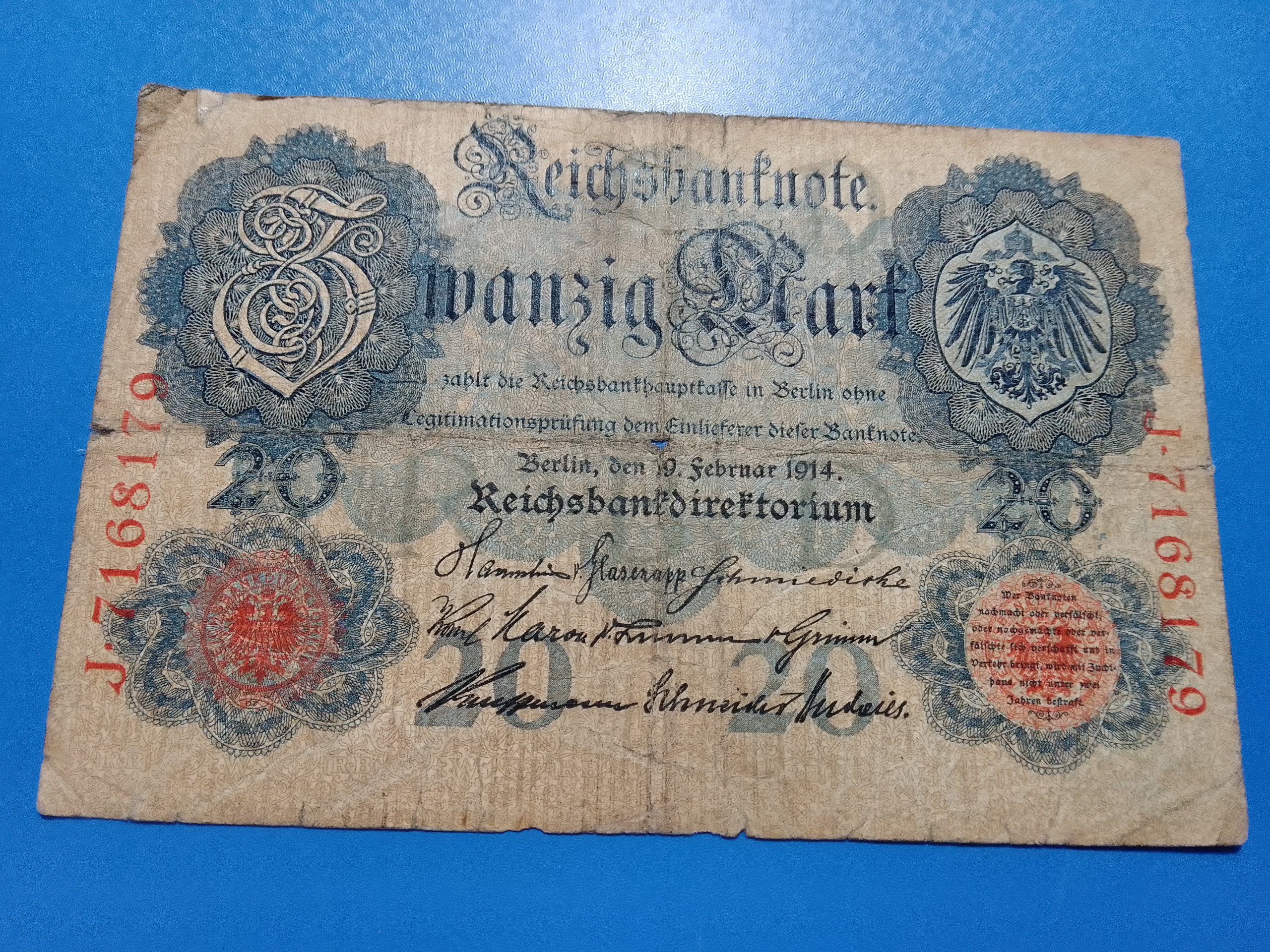 20 مارک زیبای آلمان 1914