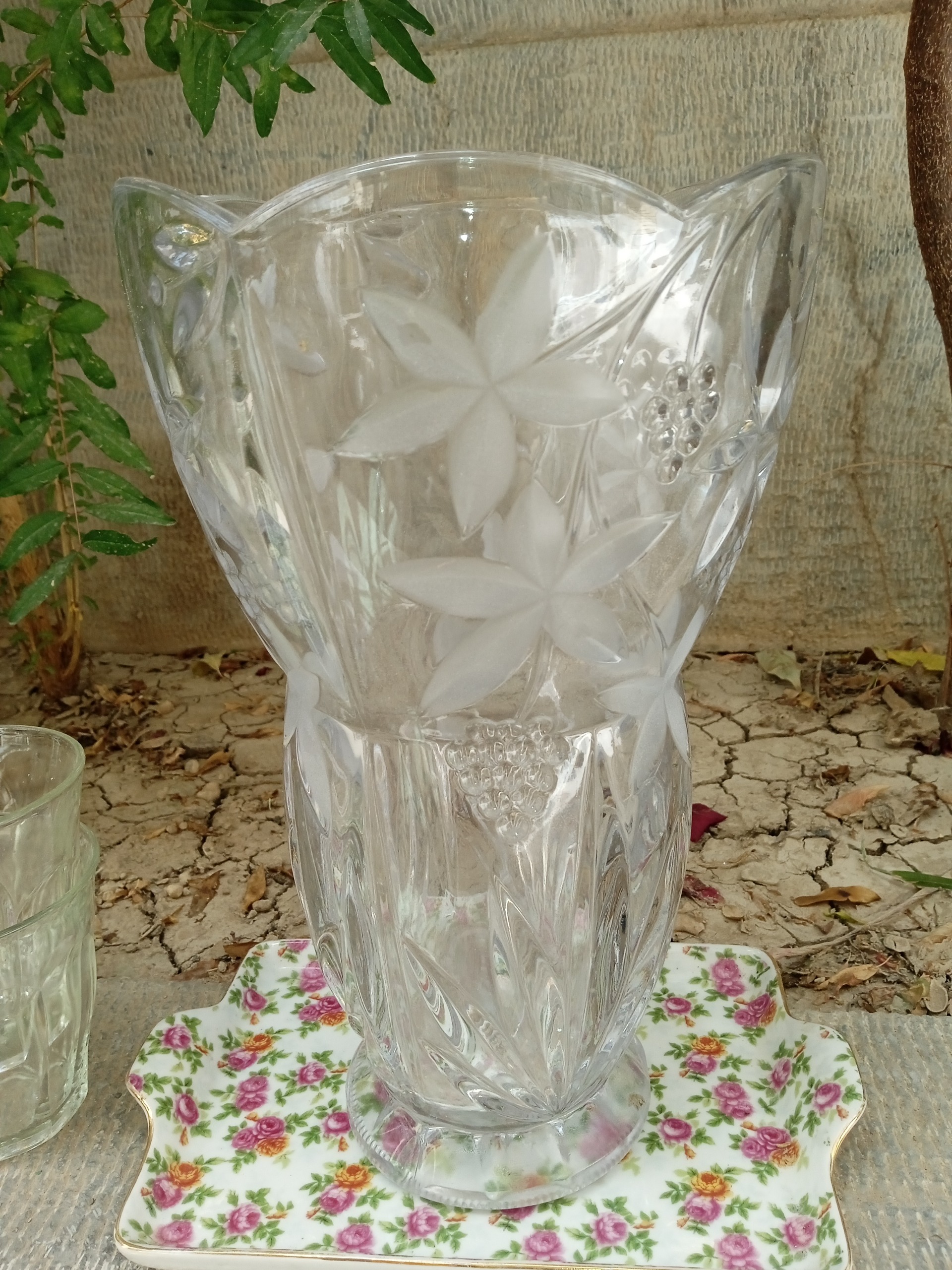 گلدان قدیمی و بزرگ  کریستال سوگا ژاپن