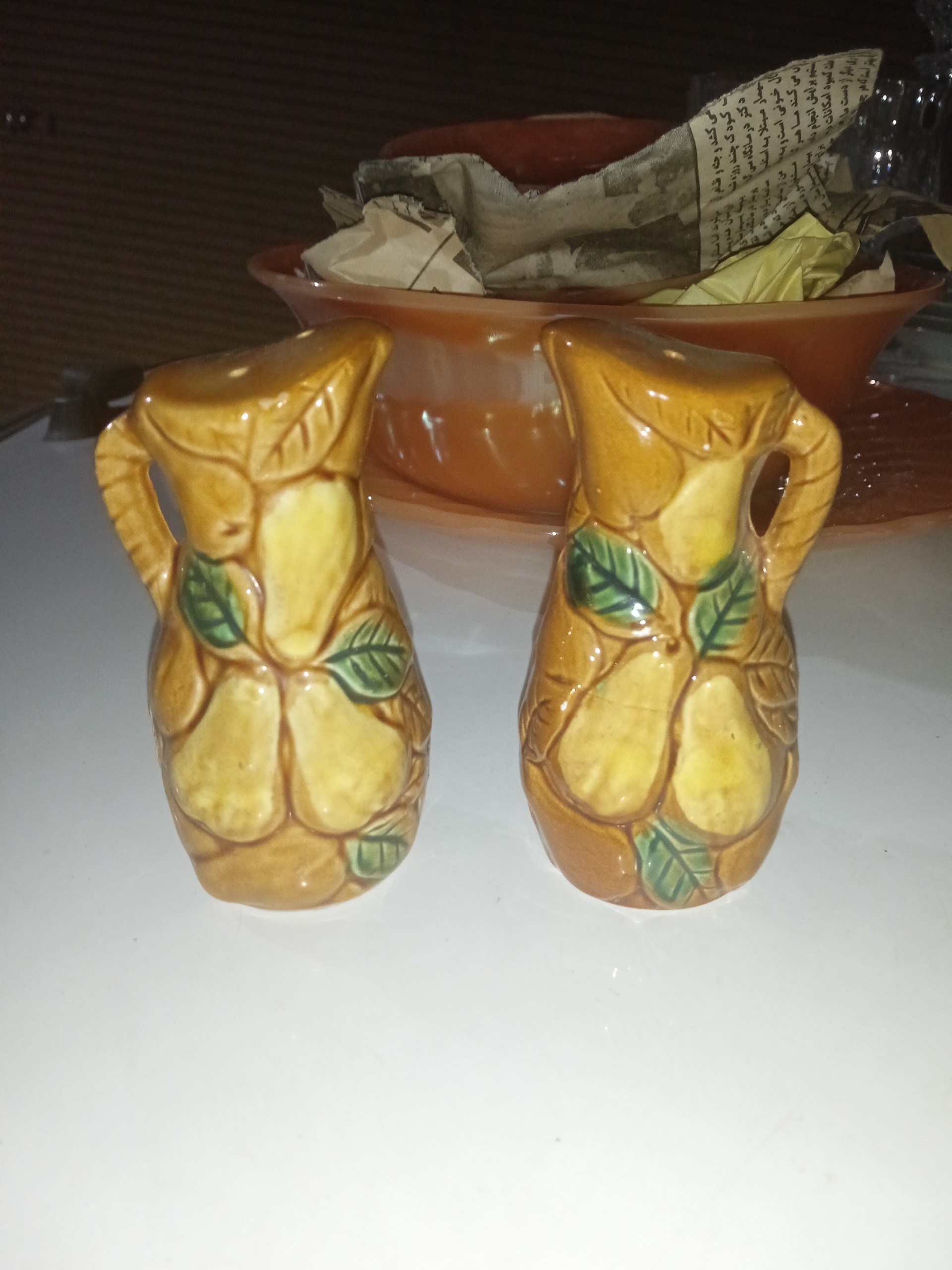 جفت نمکدان قدیمی ژاپن بادرج کف ظروف