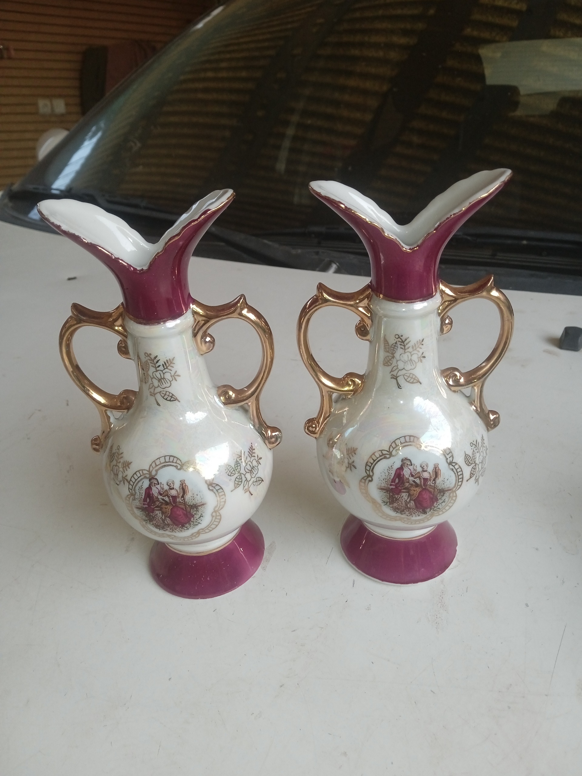 جفت گلدان مینیاتوری وظریف ژاپن کمیابوخاص