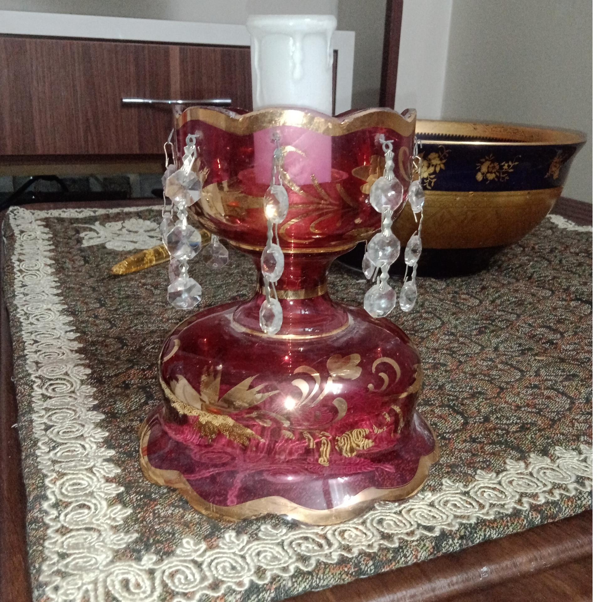 شمعدان بی نظیر و قدیمی  ایرانی باطلاکاری زیاد