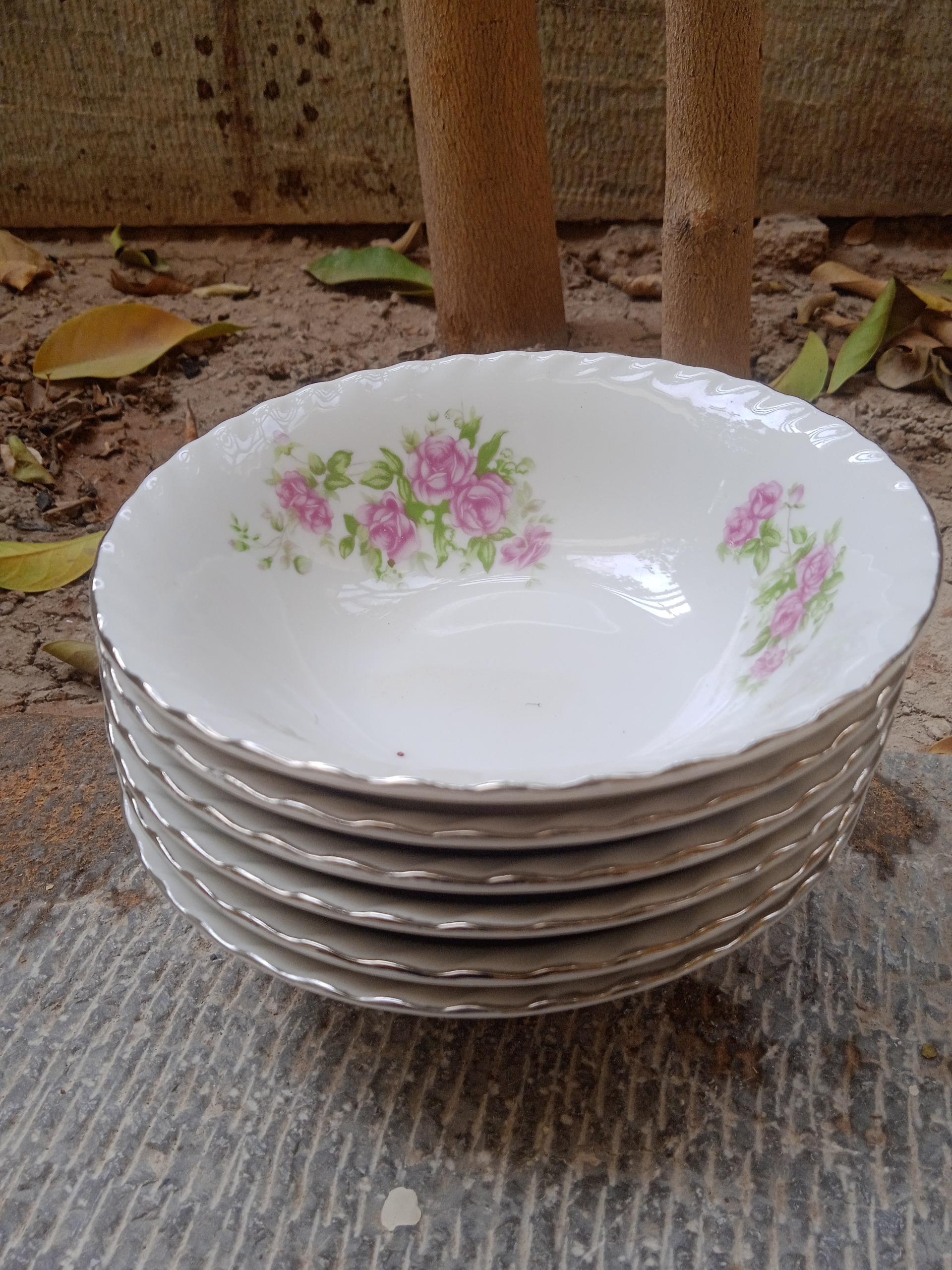 6عدد کاسه کوچک ترشی خوری گل سرخی ساخت ژاپن