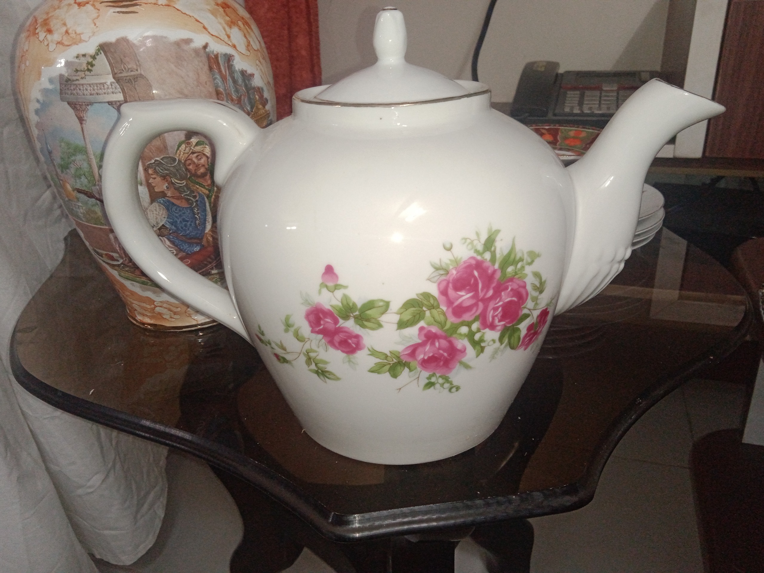 قوری بزرگ 10 کپ گل سرخی ژاپن بسیارباکیفیت