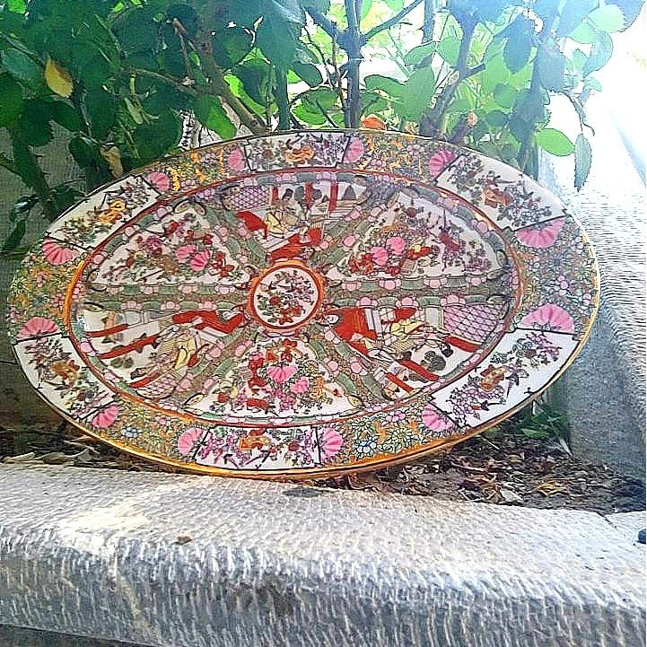 دیس یا قاب گل ومرغ با طلاکاری واقعی پرکار