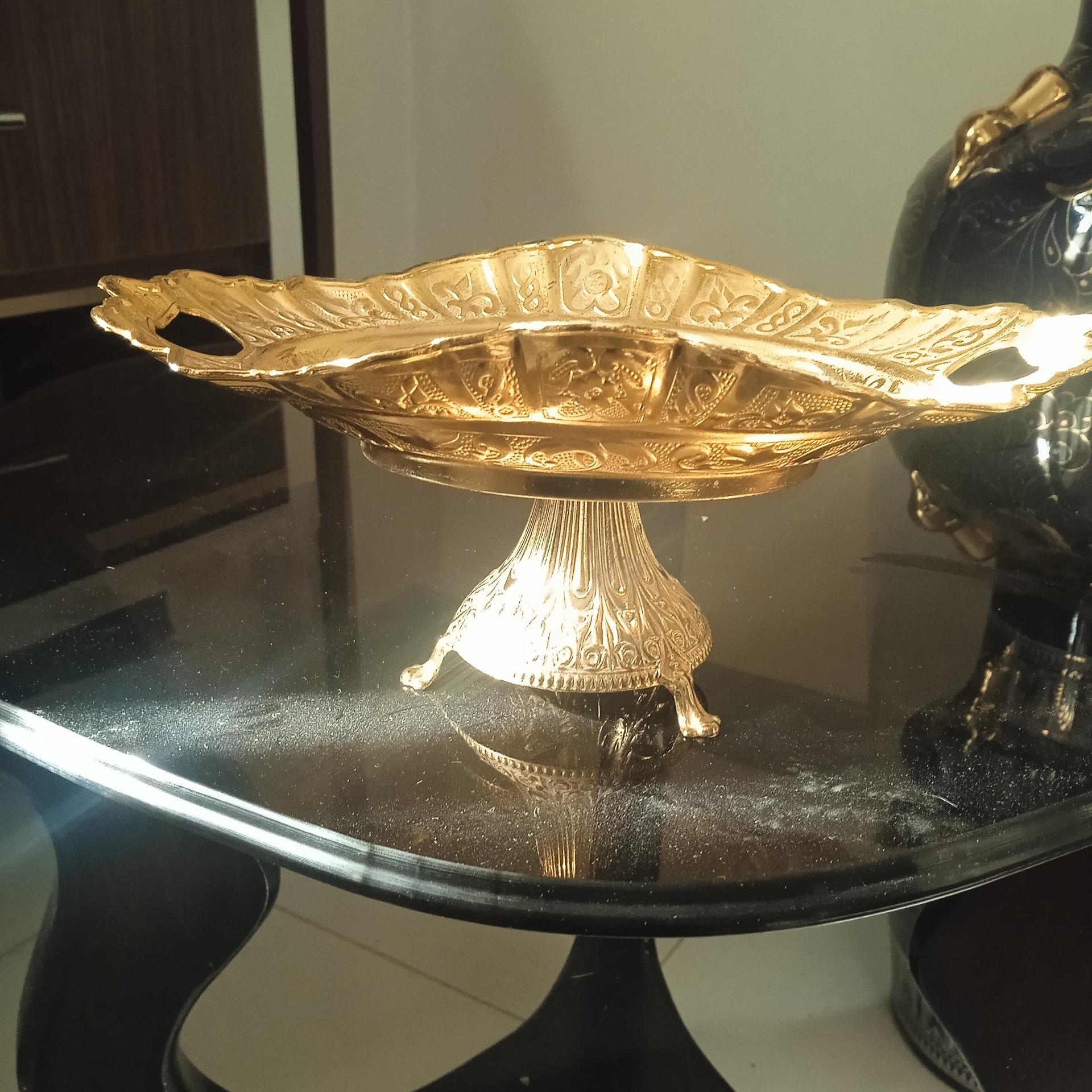 زیتون خوری پایه دار از جنس پیوتر طلایی