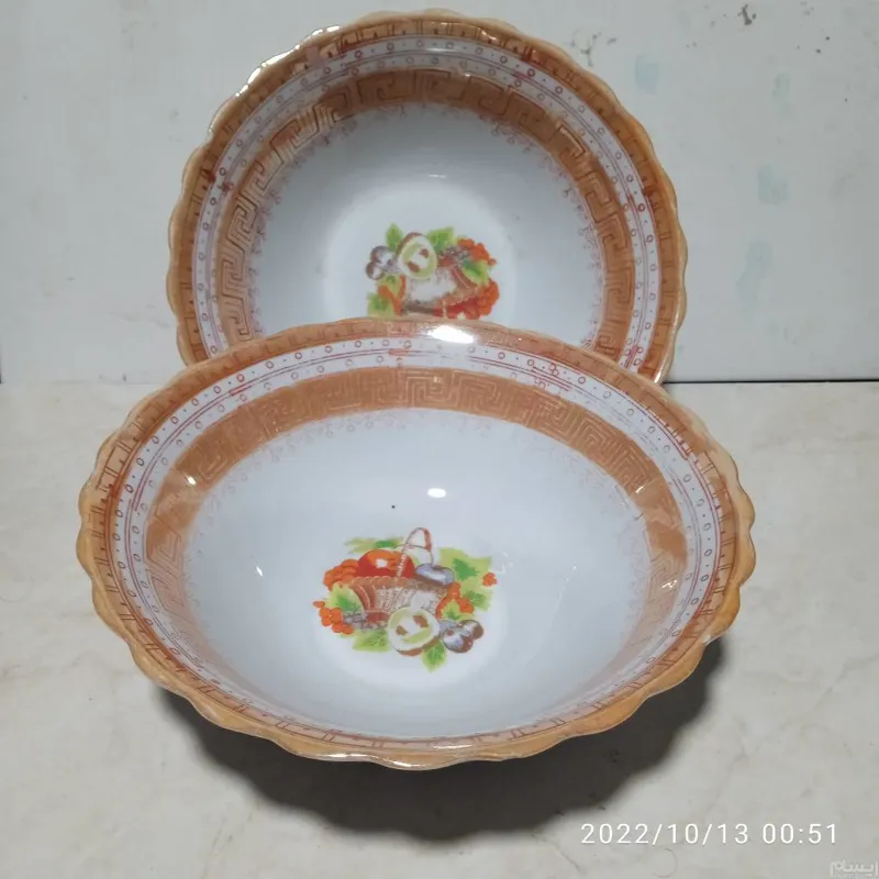 جفت کاسه ورساچه با نقش گل میوه