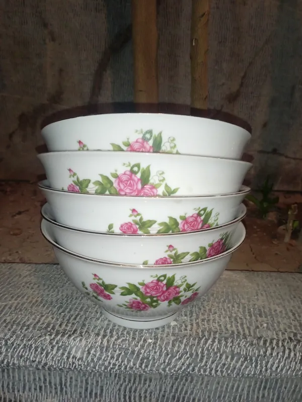 کاسه بزرگ آبگوشت خوری گل سرخی کعبدار