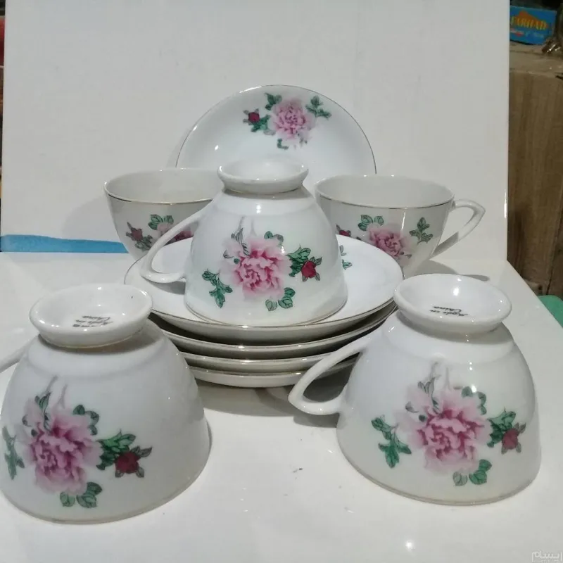 ست پنج نفره فنجان ونعلبکی بزرگ چایخوری
