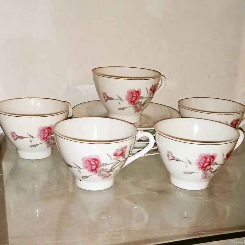 یکدست فنجان ونعلبکی ژاپن گل میخک