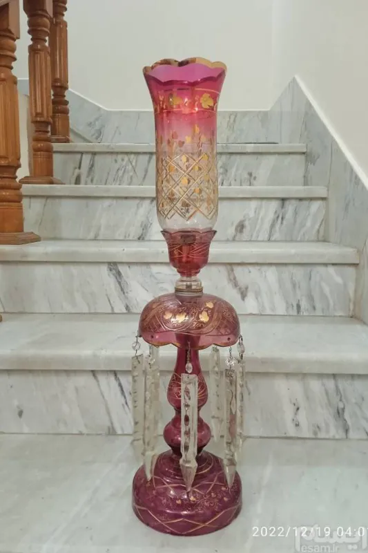 جفت لاله پاریسی قدیمی تمام تراش طلاکوب