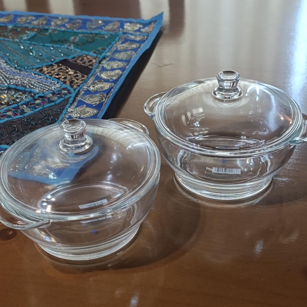 دو عدد قابلمه شیشه ای مارک چین