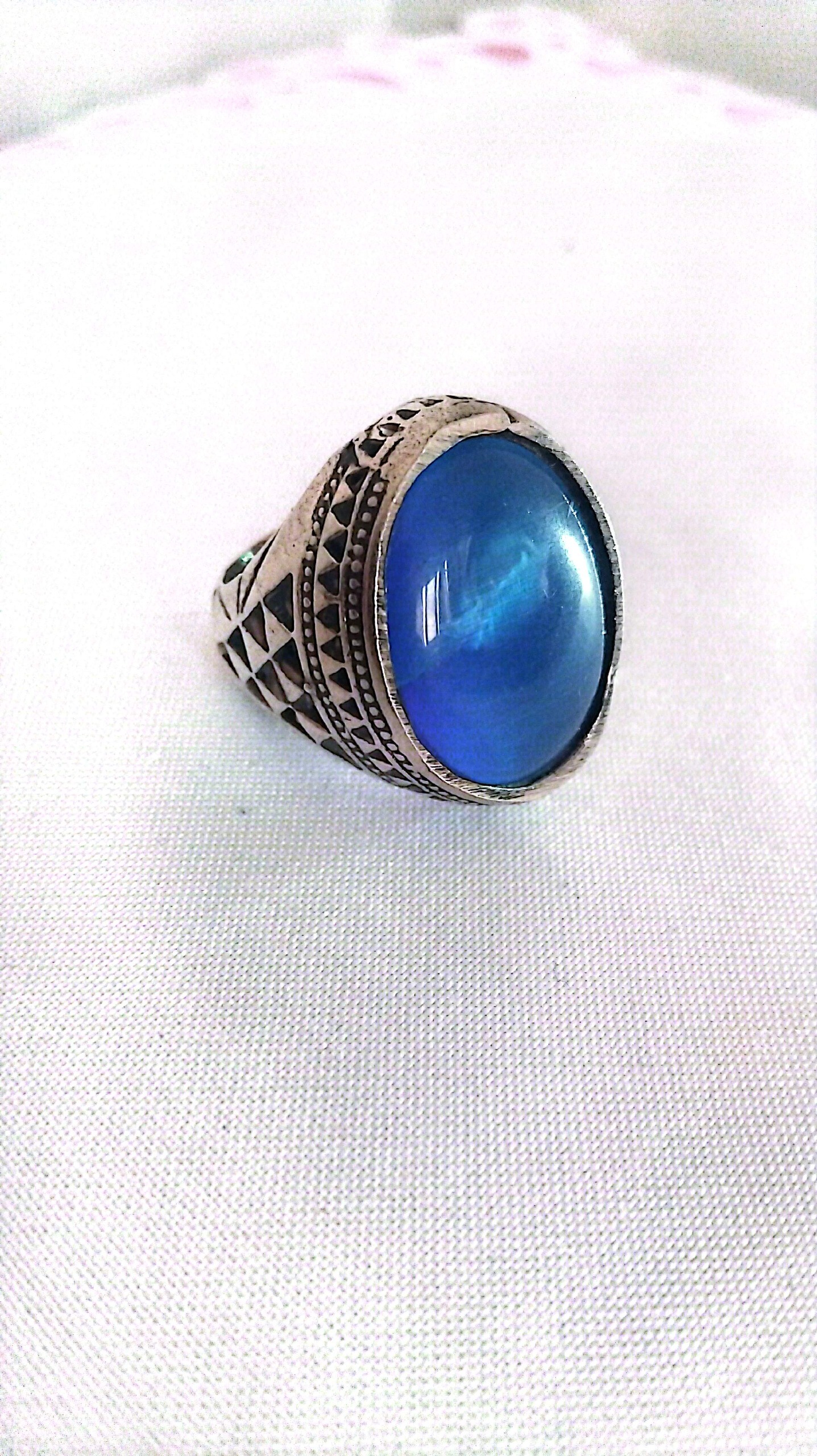 جواهر نقره عیار پایین چشم گربه ابی نایاب سایز بزرگ