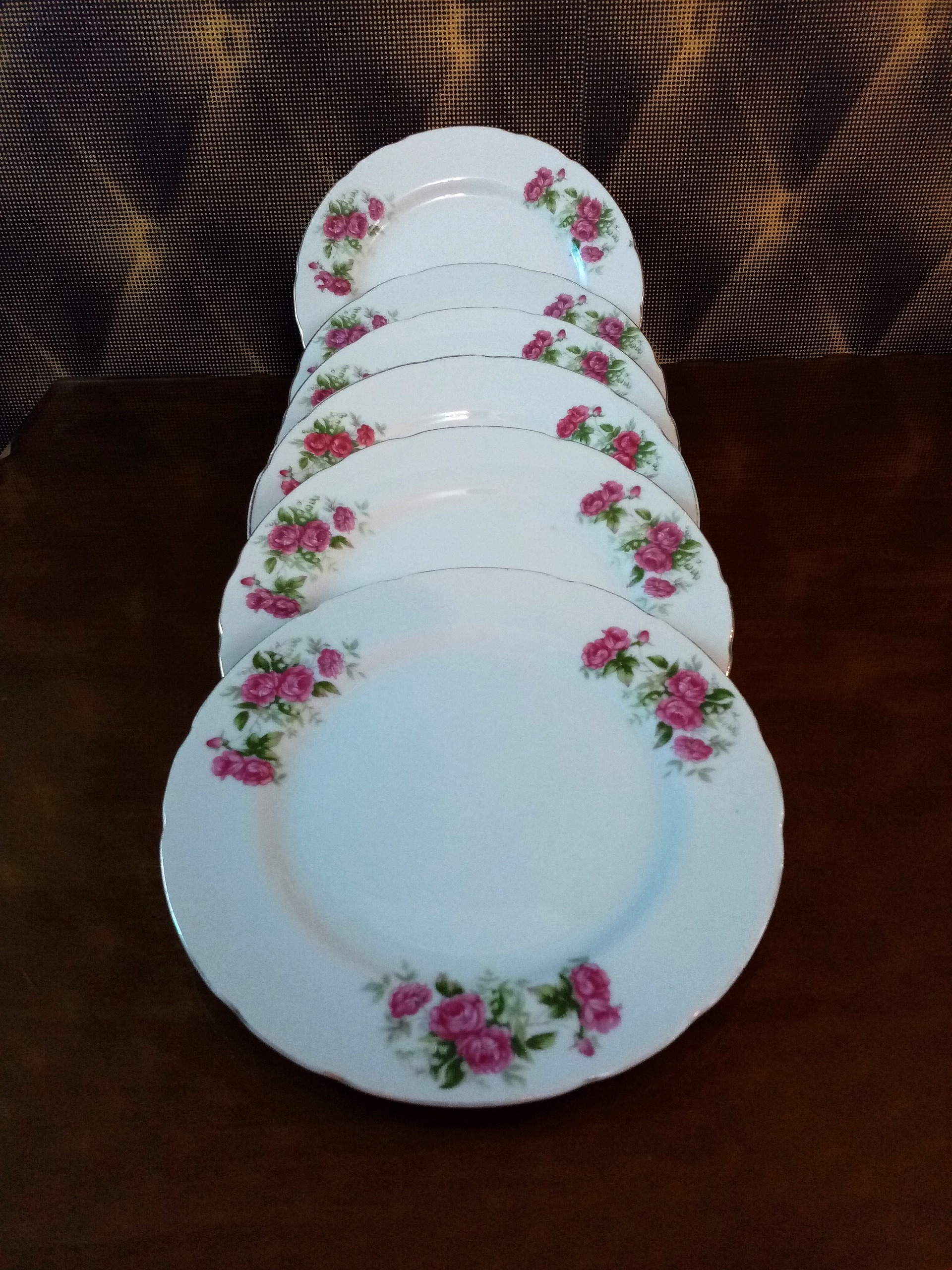 یکدست بشقاب پیش دستی گلسرخی ژاپنی