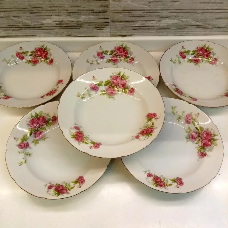 بشقاب گلسرخی مسعود یکدست خورش خوری kpm