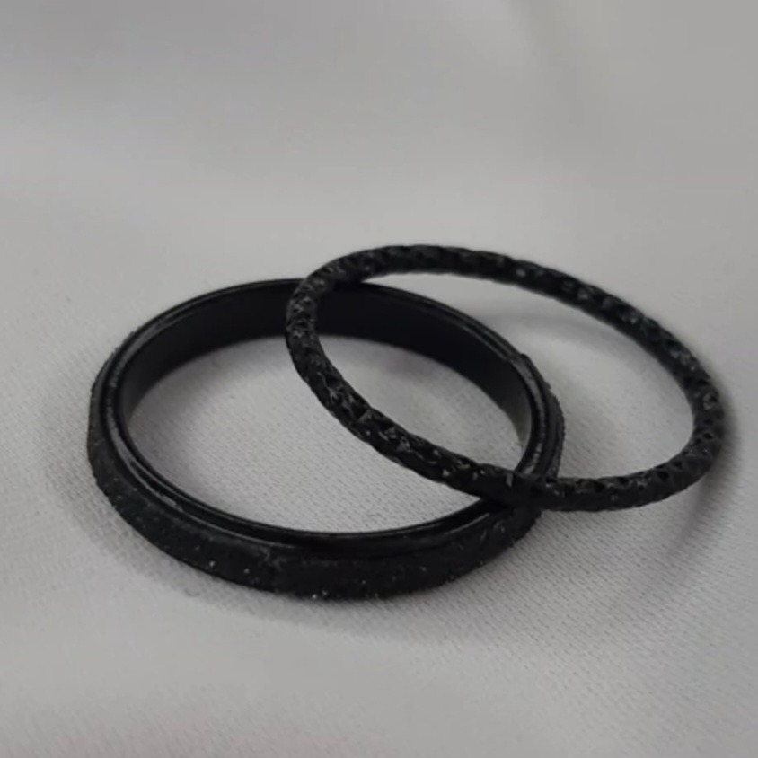 انگشتر دوتایی نگین دار رنگ مشکی برند ای ام