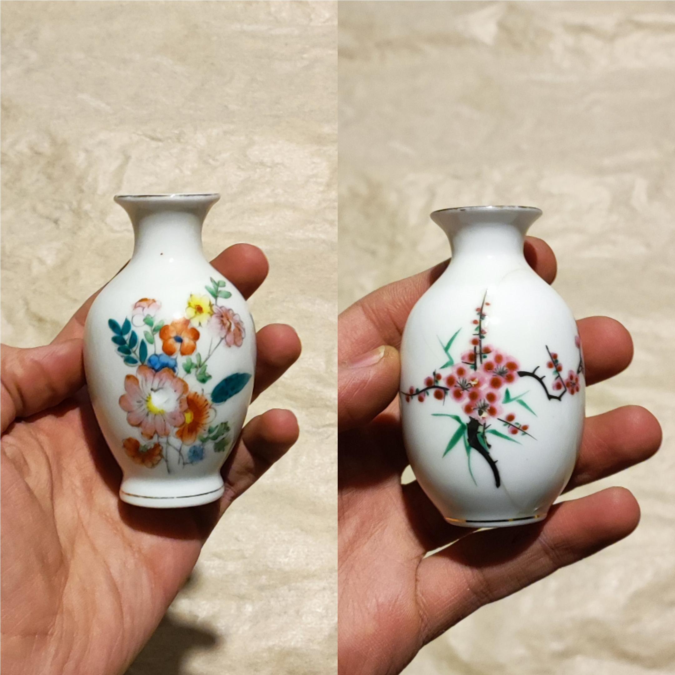 گلدان کوچک مینیاتوری چینی اصل آنتیک قدیمی