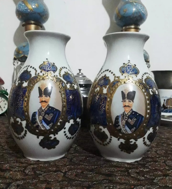 گلدان قدیمی ناصرالدین شاهی آنتیک دستساز