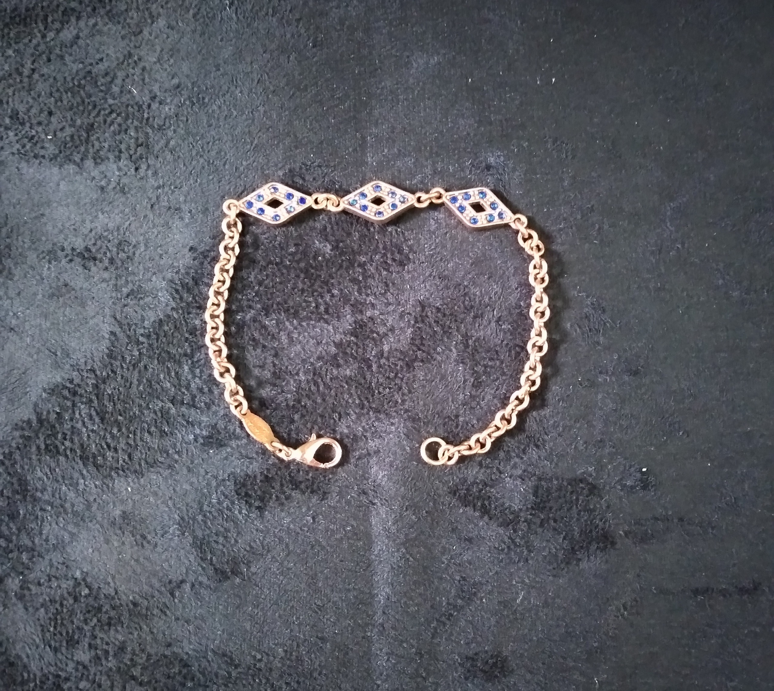 دستبند مسی مارکازیت نگین آبی درخشان