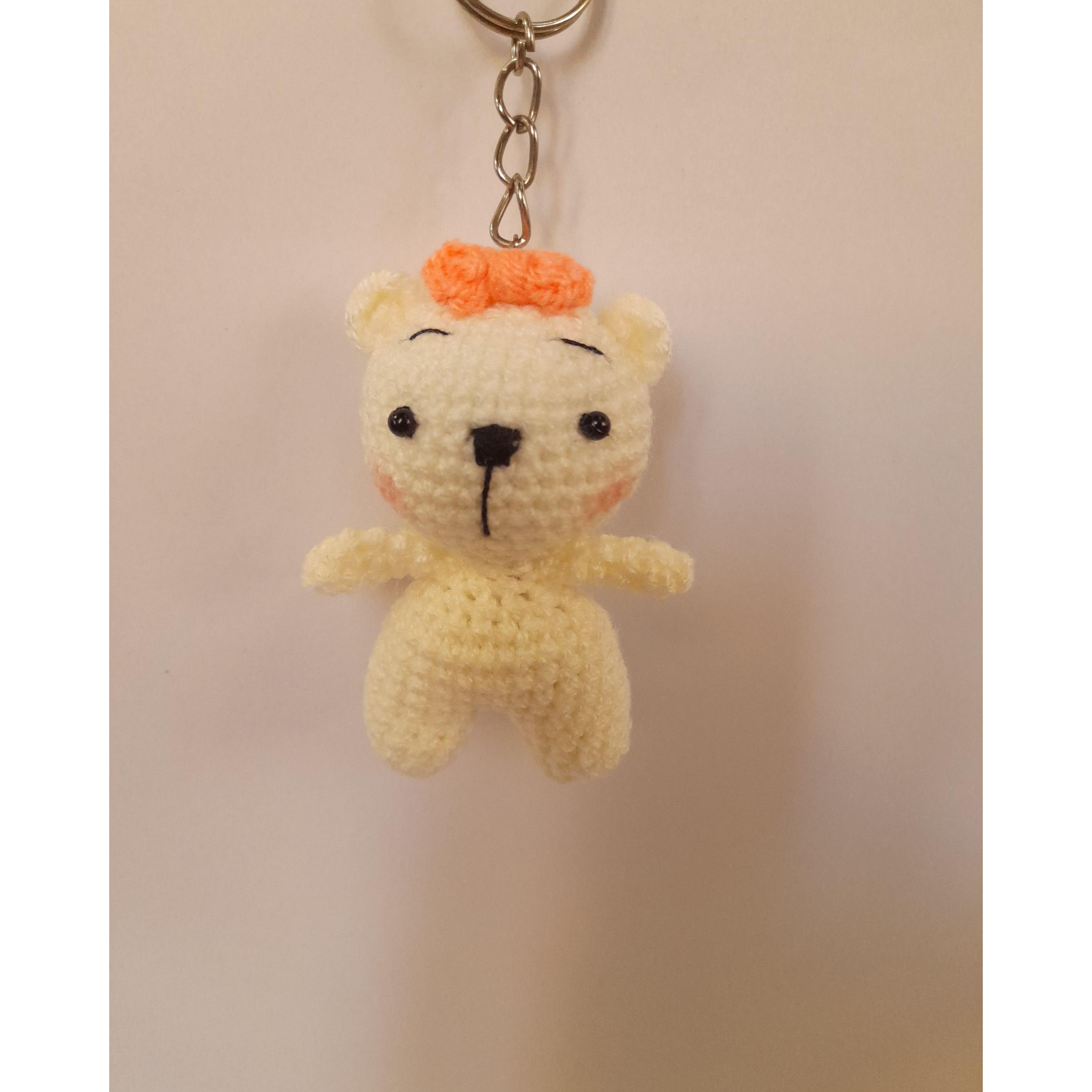 جاکلیدی خرسی بامزه قلاب بافی