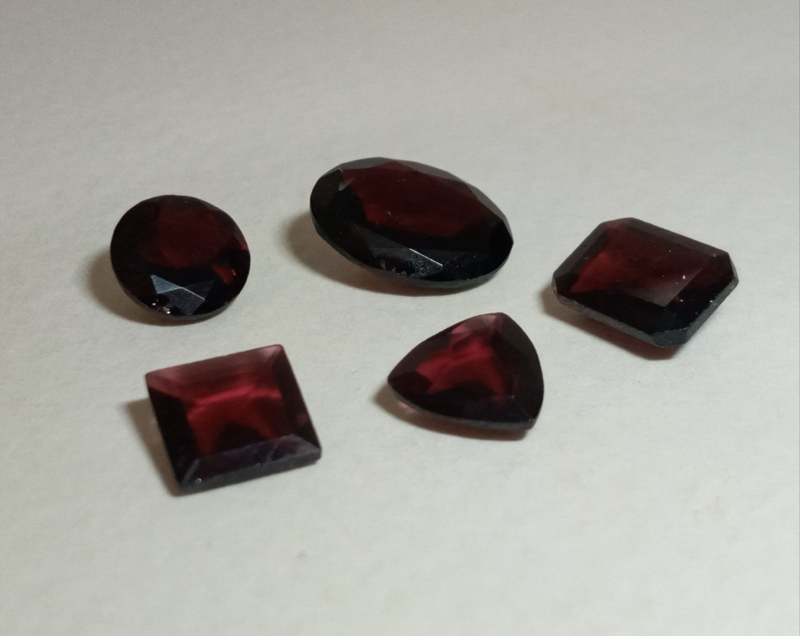 5 عدد نگین های انگشتری سنگ گارنت رودولیت