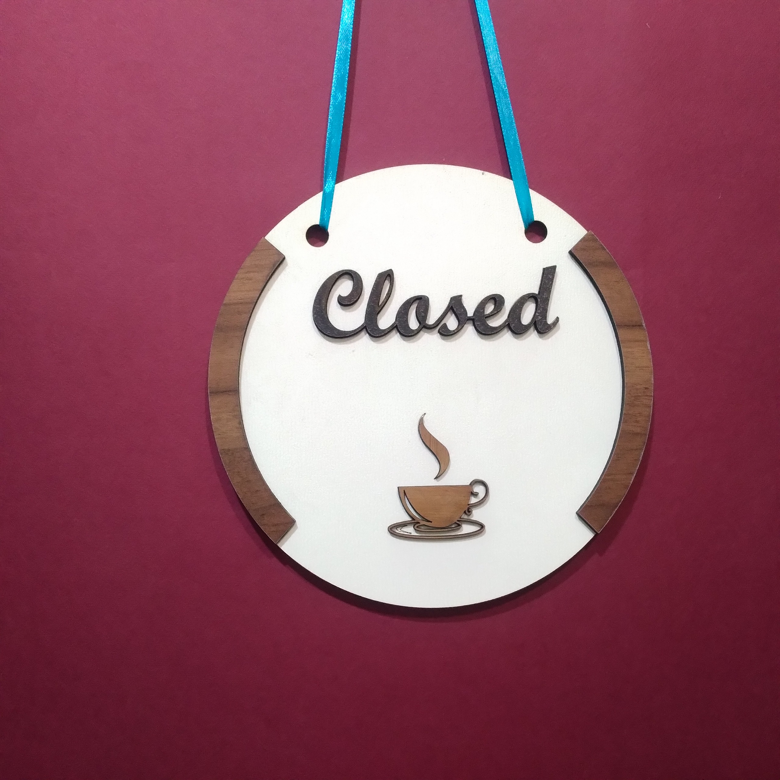 تابلو چوبی باز و بسته (متن و تصویر قابل سفارش)