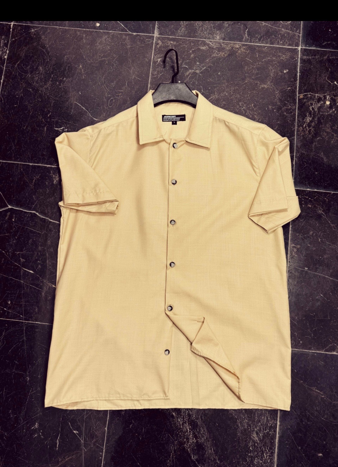 پیراهن استین کوتاه خردلی خنک سایز لارج