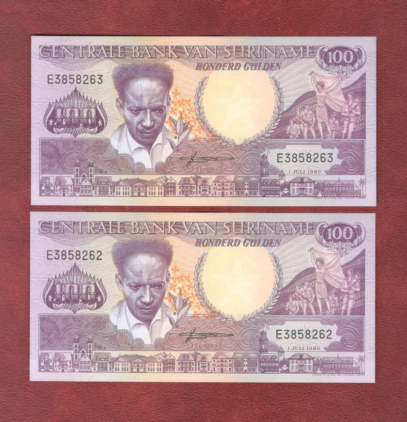 جفت اسکناس 100 گیلدن سورینام