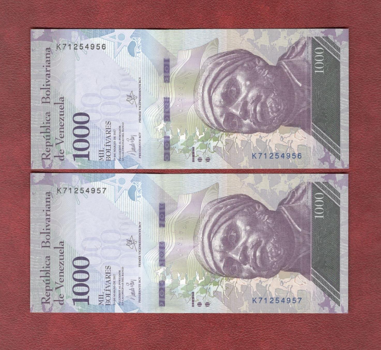 جفت اسکناس 1000 بولیوار ونزوئلا