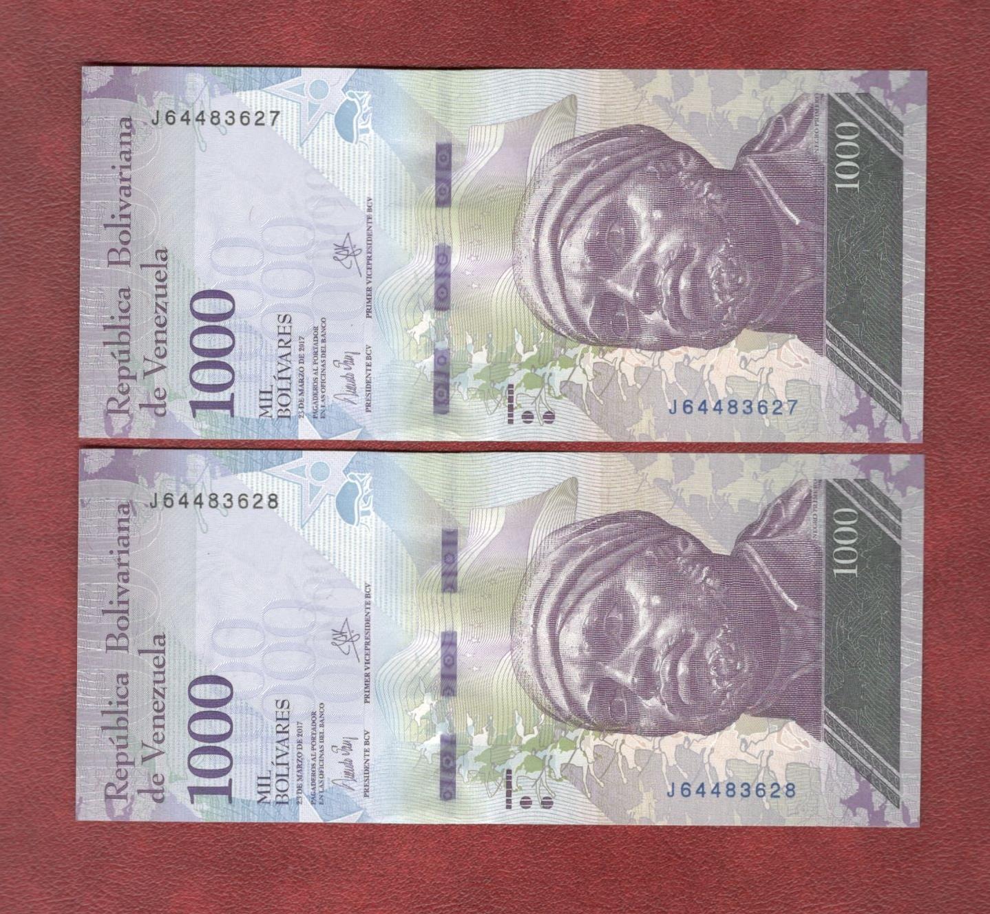جفت اسکناس 1000 بولیوار ونزوئلا