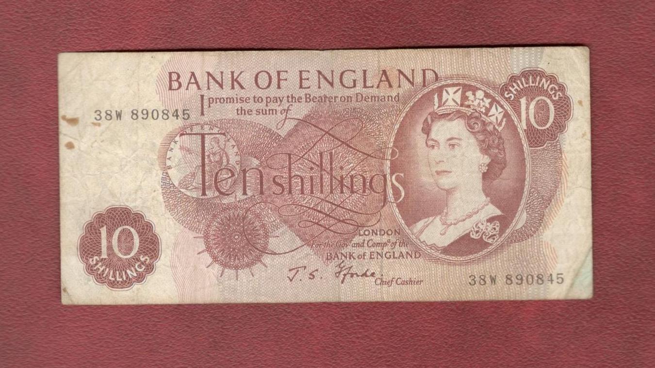 تک اسکناس 10 شیلینگ انگلستان 1963 میلادی