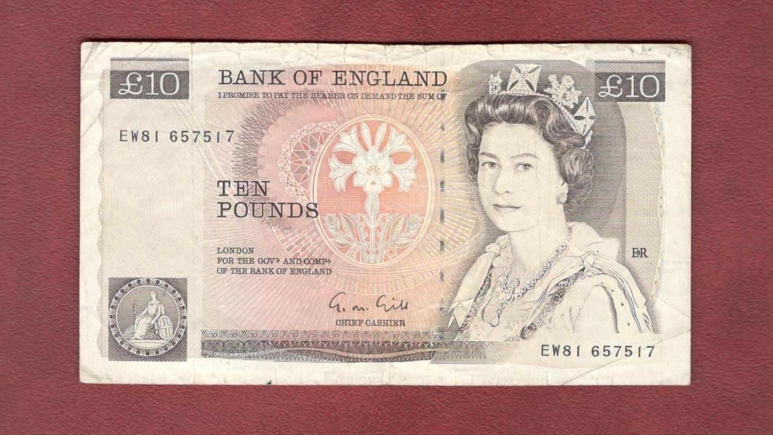 تک اسکناس 10 پوند بریتانیا آنتیک و کمیاب