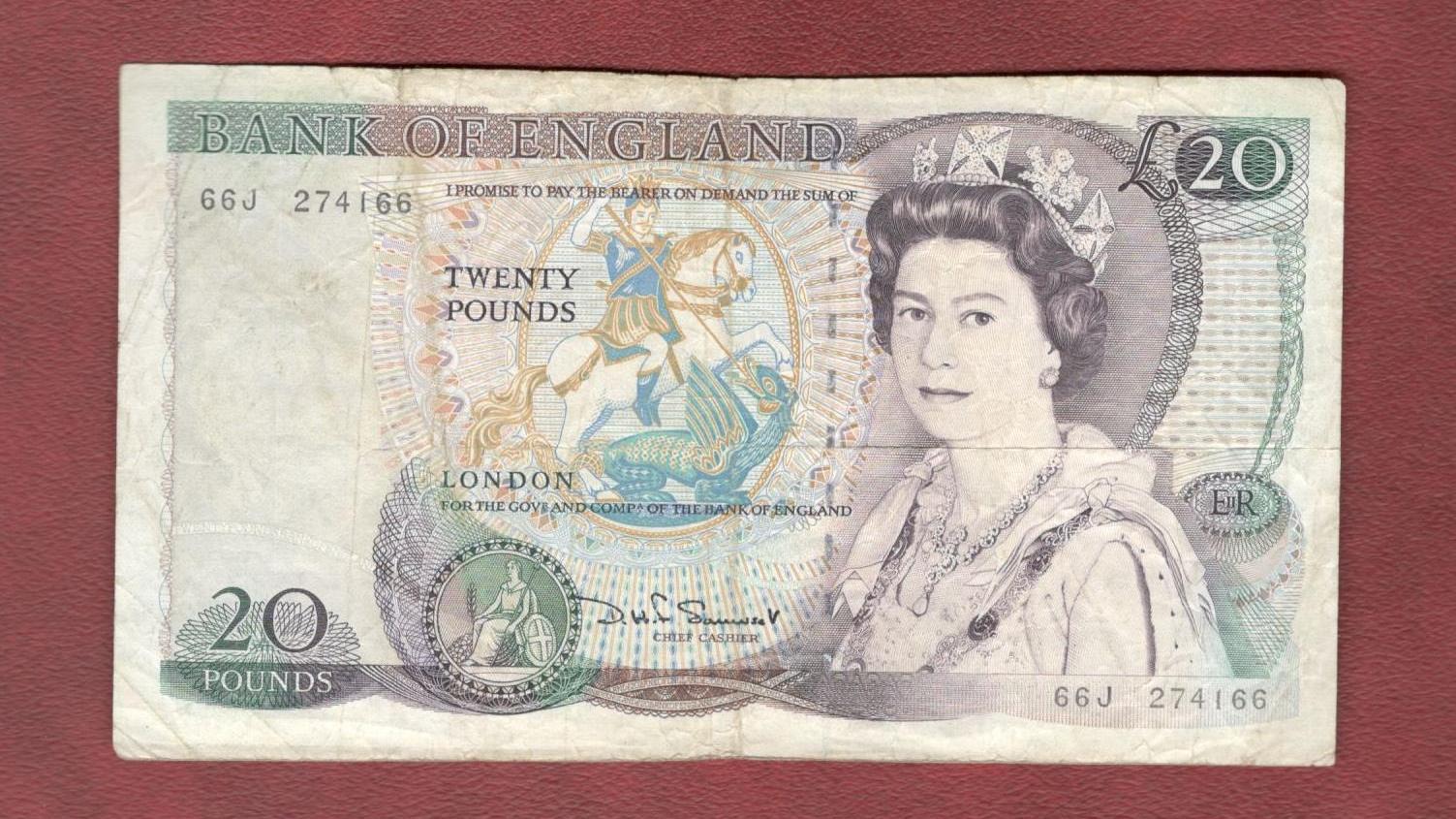 تک اسکناس 20 پوند بریتانیا آنتیک و کمیاب