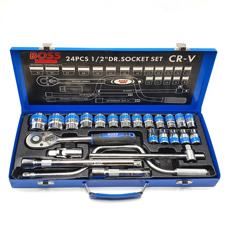 جعبه بکس 24 عددی باس درایو 1/2 جنس کروم وانادیوم