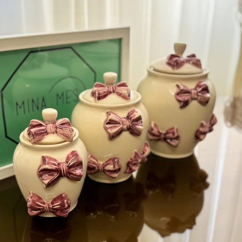 ست جهیزیه سه تایی بانکه سرامیکی پاپیون