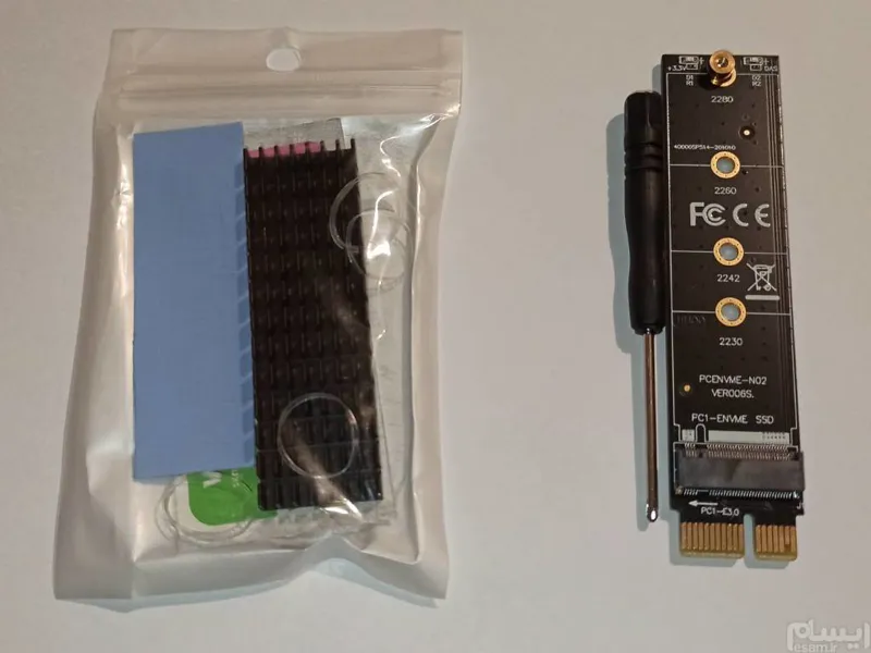 تبدیل nvme m2 به PCI-E X1 همراه با پد و هیت سینک