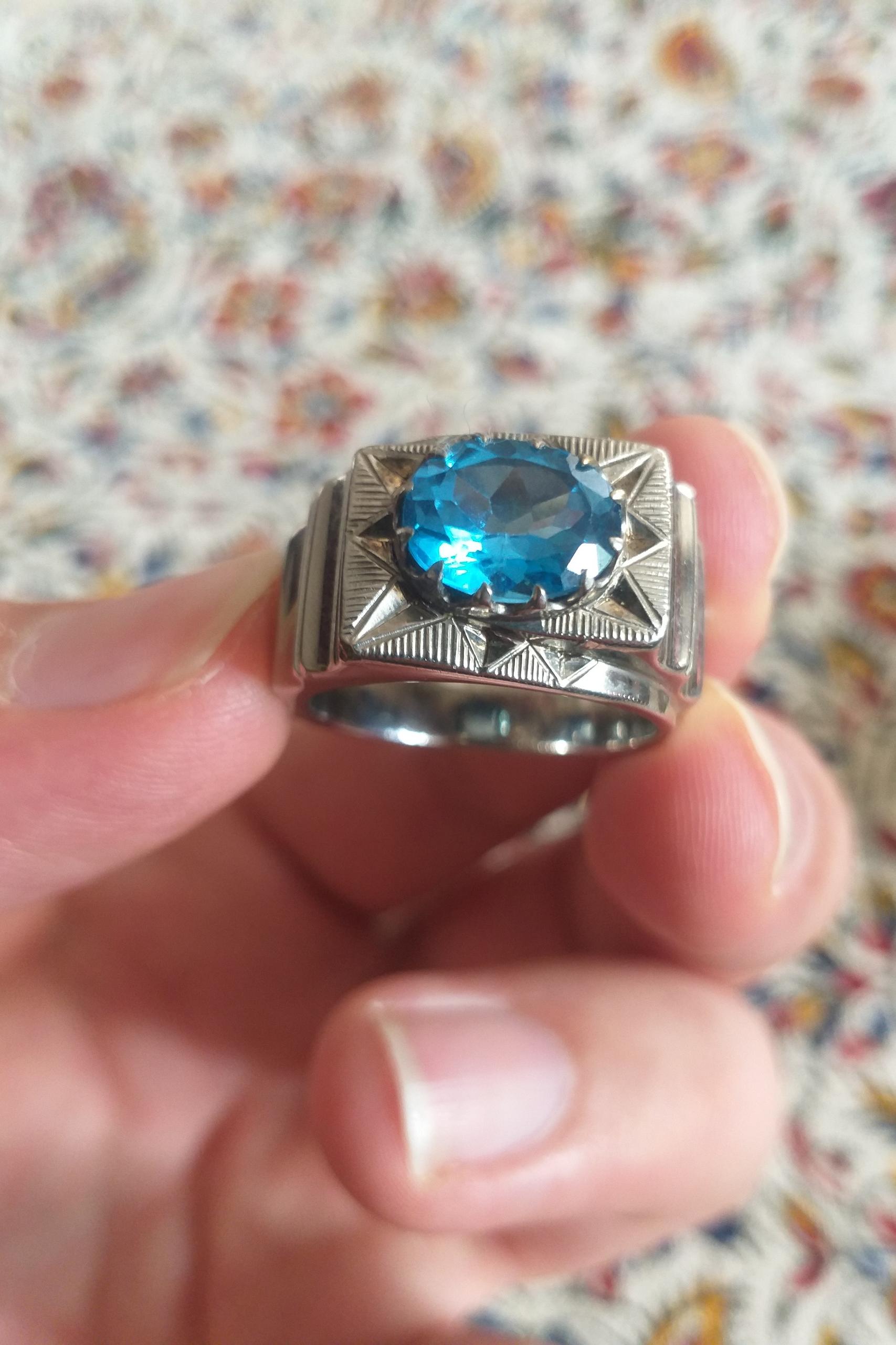 انگشتر نقره دست ساز توپاز سوئیس فوق کلکسیونی