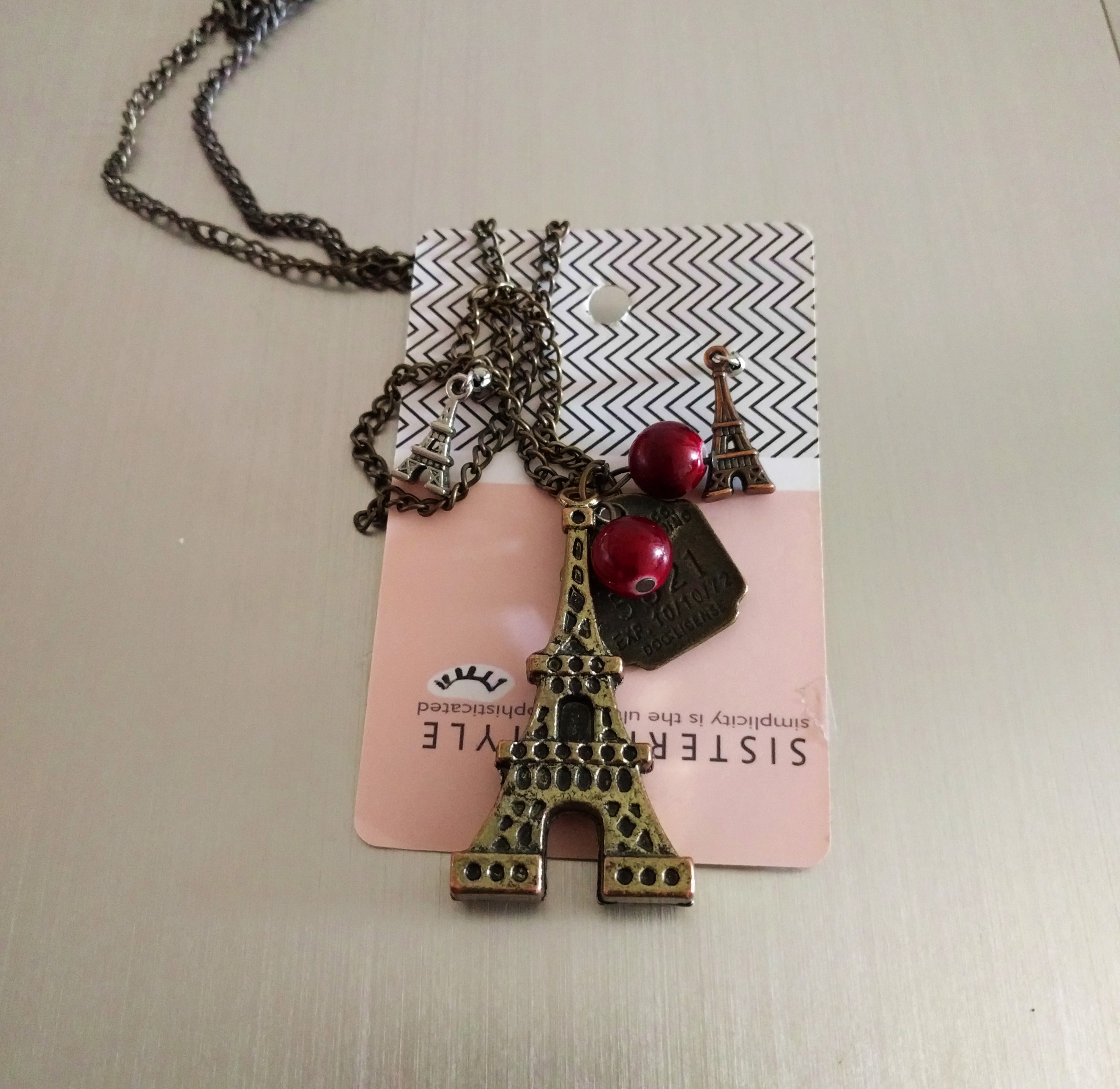 گردنبند برنزی ایفل با زنجیر