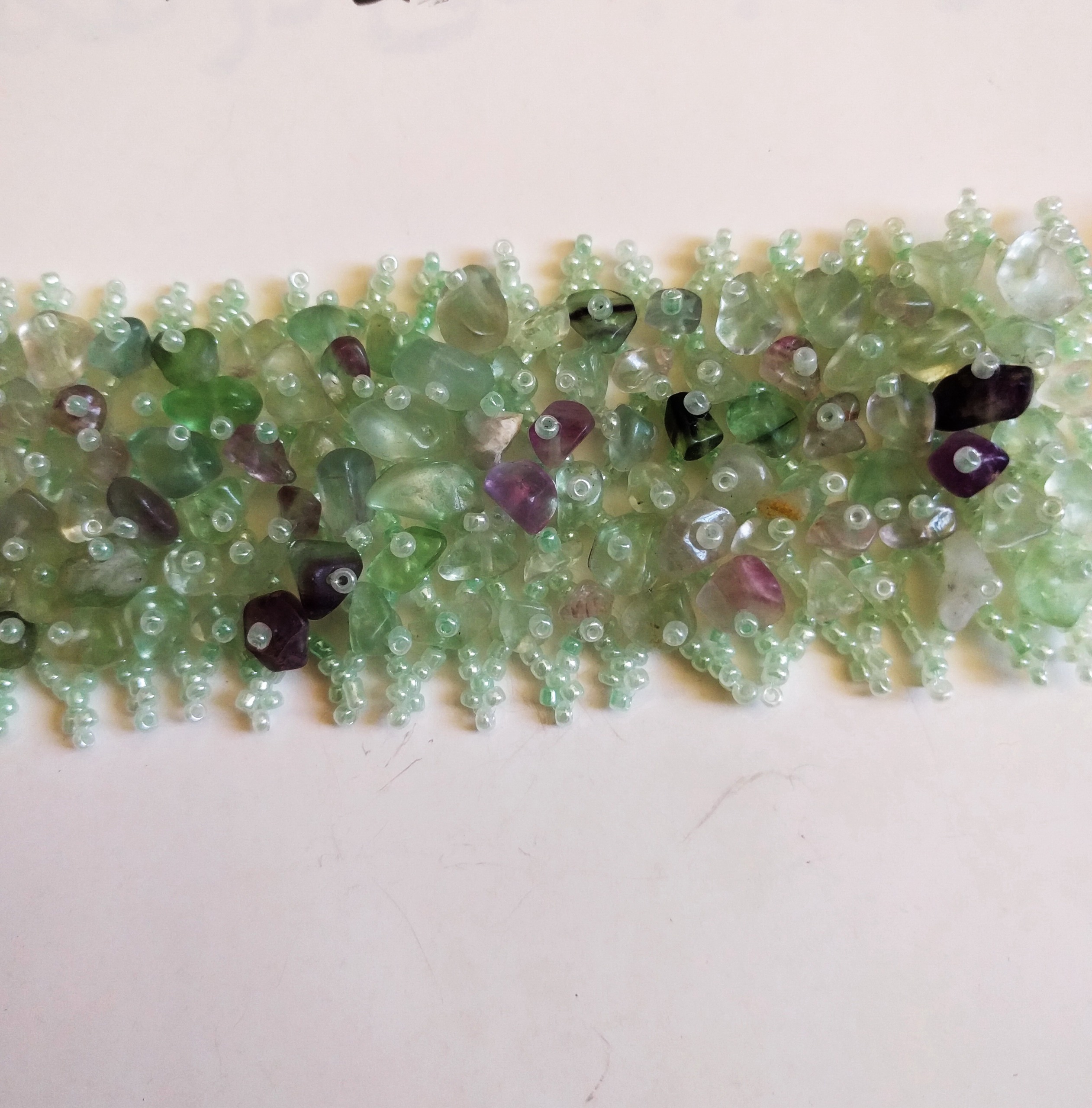 دستبند سنگی فلوریت فلورین دستباف