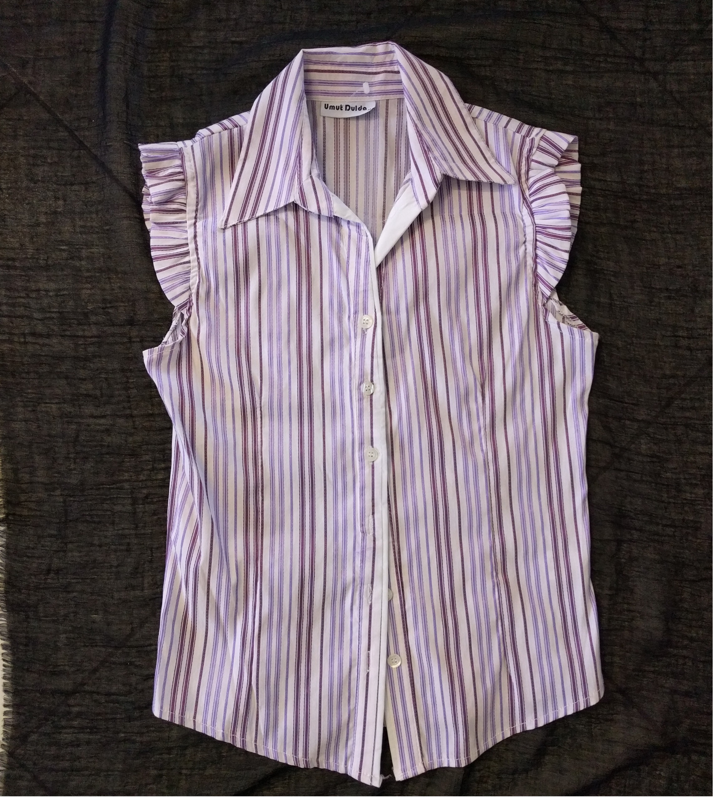 شومیز ترک راه راه سفید و بنفش خرید از ترکیه