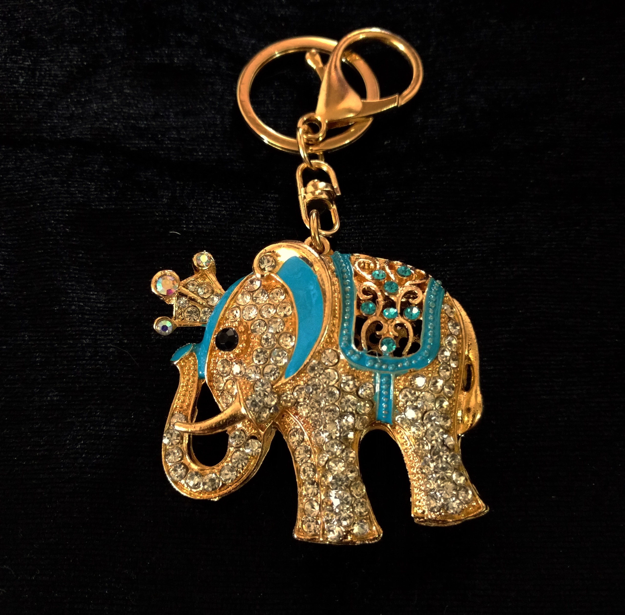 جاکلیدی فلزی نگین دار مدل فیل تاجدار