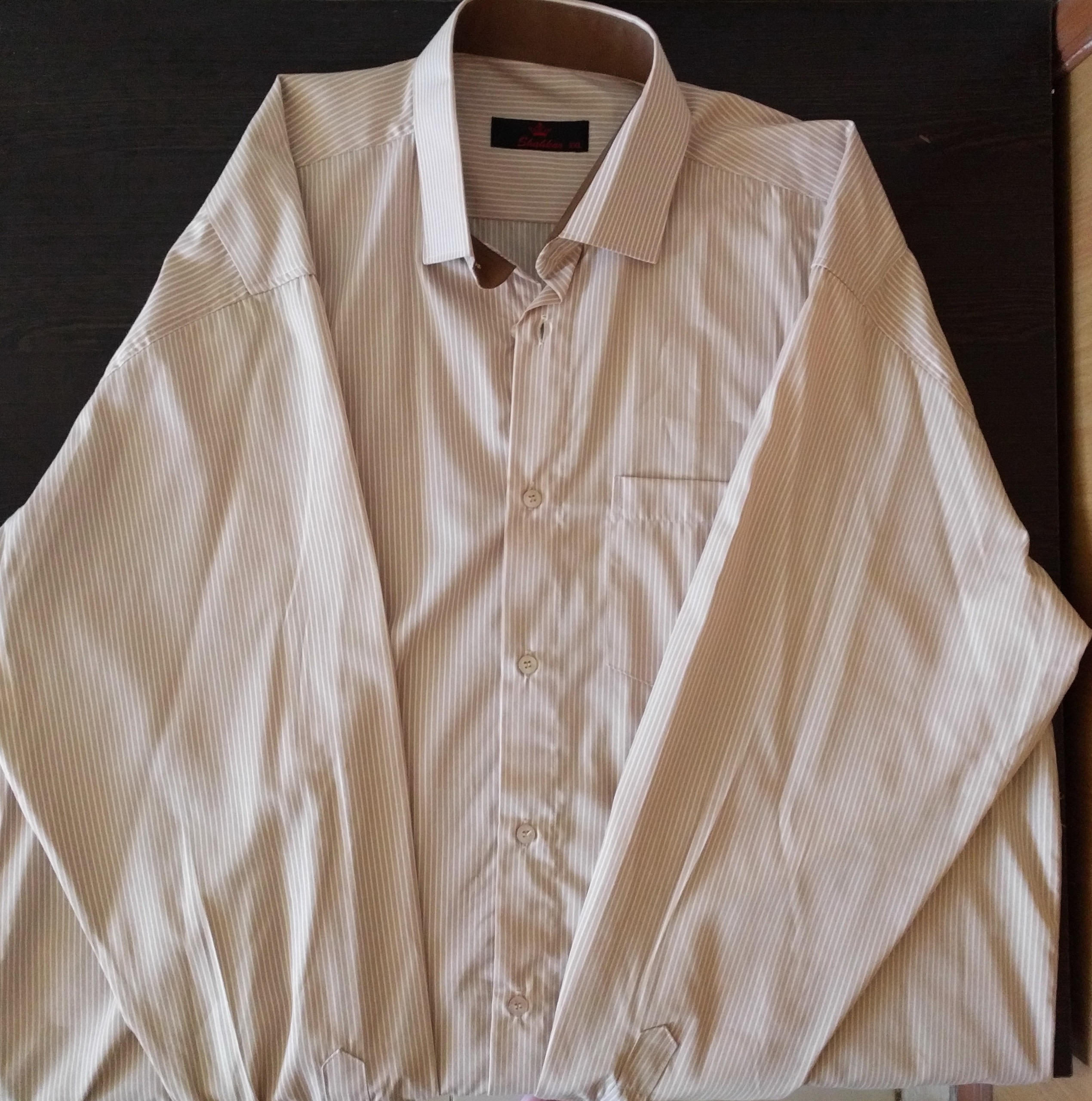 پیراهن مردانه سایز XXL کاملا نو راه راه کرم