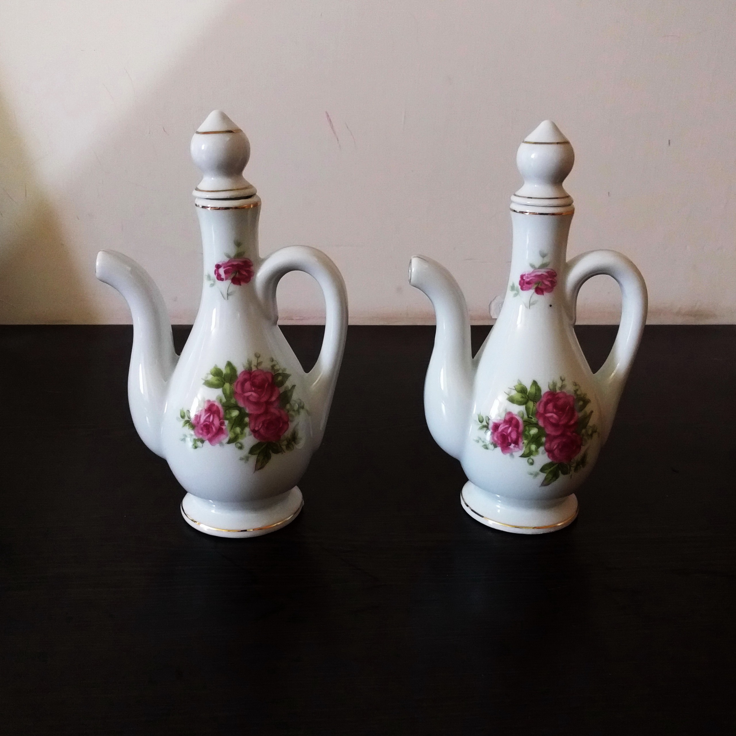 جفت گلاب پاش گل سرخی ژاپنی قدیمی آنتیک