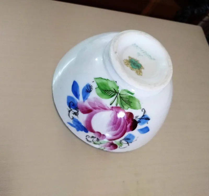 کاسه پیاله گل سیبی قدیمی پهلوی نقاشی با دست